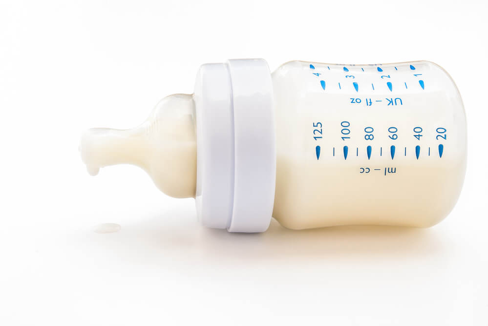 Baby bottle with milk with clipping path
