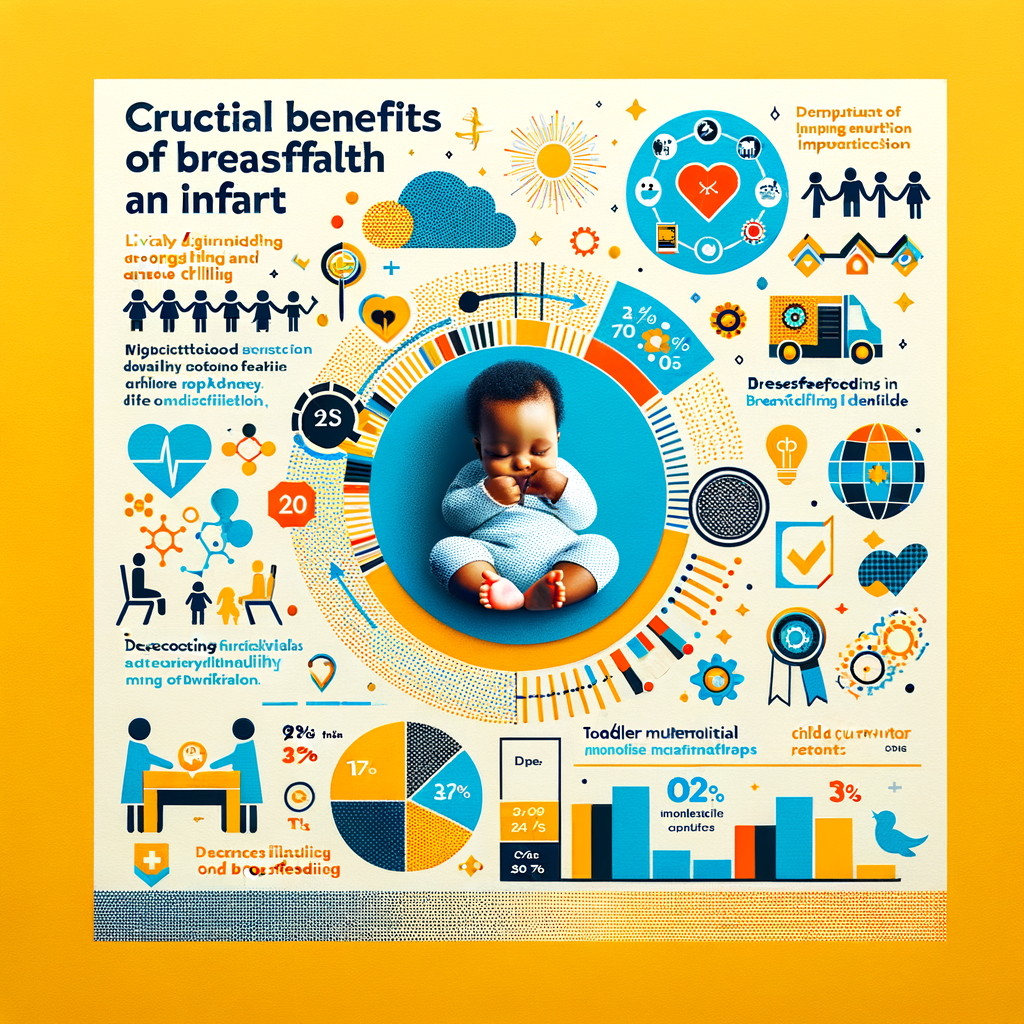 Infographic showcasing the breastfeeding benefits on infant health, emphasizing the role of breastfeeding in reducing infant mortality rates and child deaths, and highlighting the importance of breastfeeding in child survival.