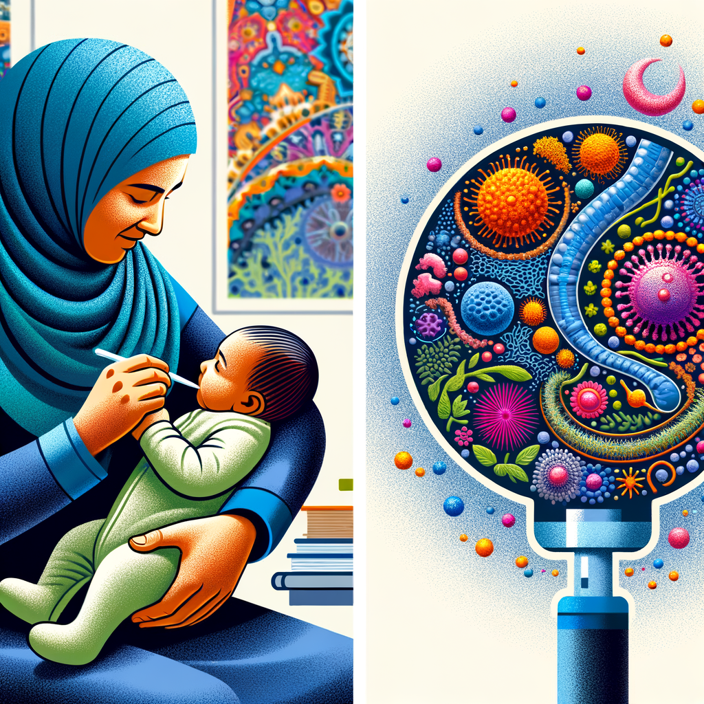 Mother breastfeeding her baby, highlighting the crucial role of breastfeeding in the development and health of baby's gut microbiota