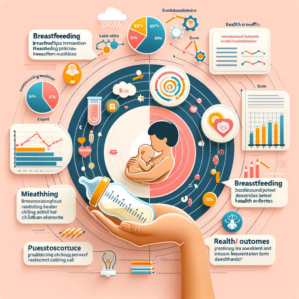 Infographic illustrating the impact of breastfeeding practices on predicting child's future health outcomes, emphasizing the health benefits and long-term effects of breastfeeding on child development.
