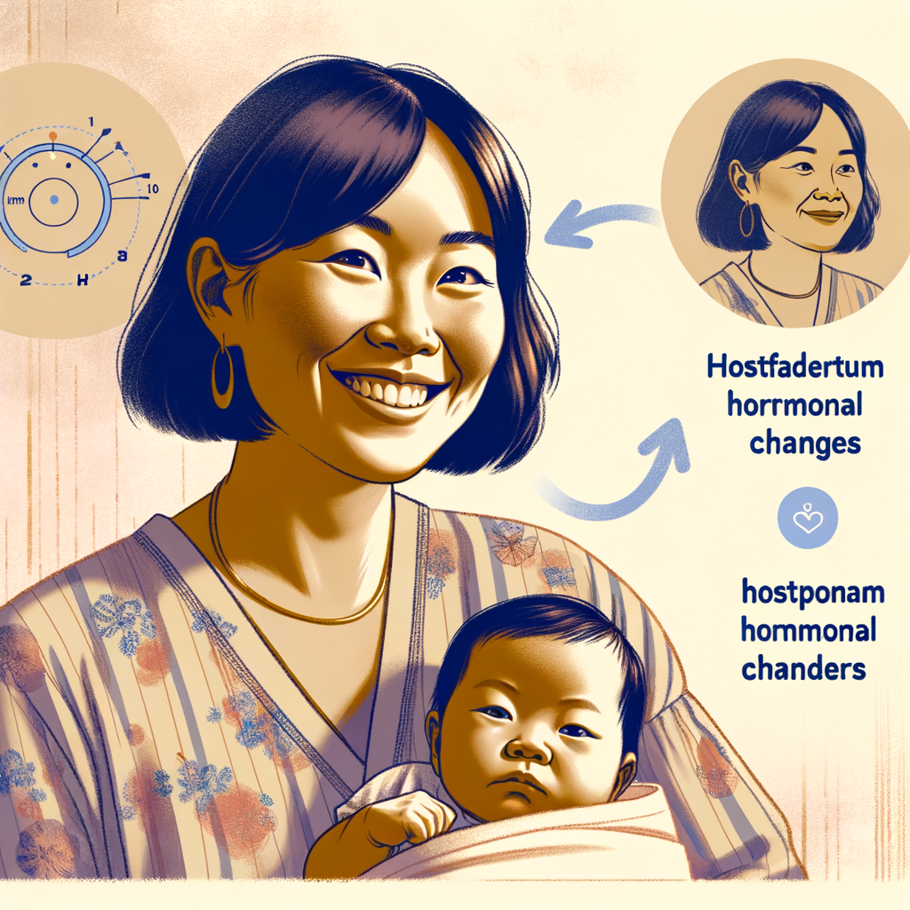 Breastfeeding mother experiencing hormonal changes and mood swings, illustrating the impact of breastfeeding on maternal hormones and mental health, highlighting the connection between postpartum hormones, breastfeeding, and mood disorders.