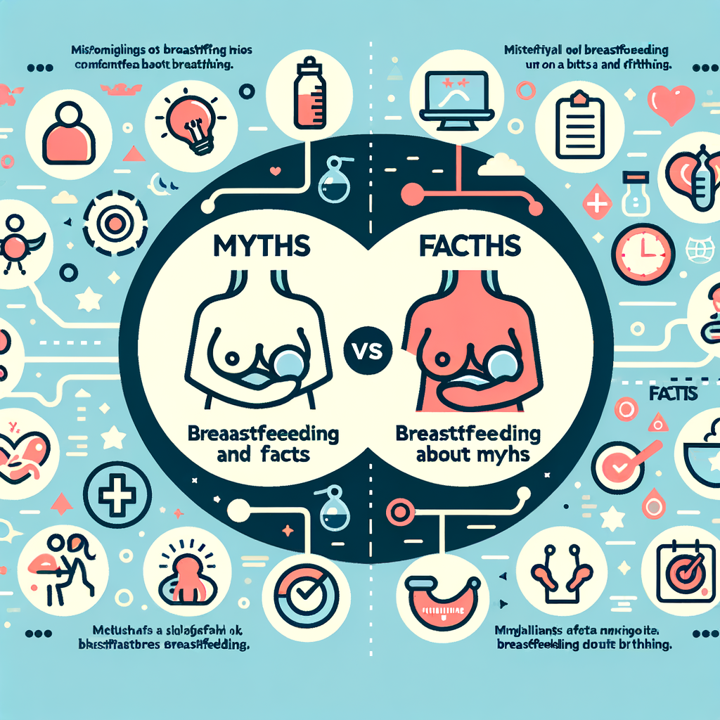 Infographic debunking common breastfeeding myths and highlighting breastfeeding facts, emphasizing the importance of dispelling misconceptions about breastfeeding for correct understanding and information.