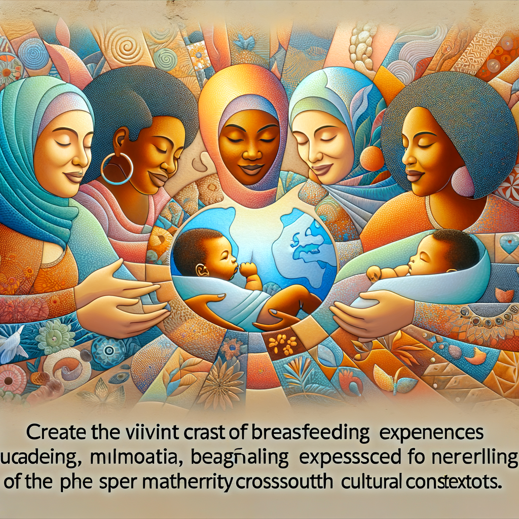 Vibrant collage of global breastfeeding stories, showcasing the art of storytelling in motherhood through international breastfeeding experiences and narratives