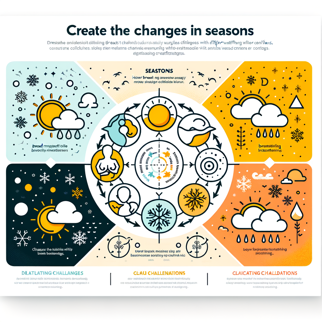 Infographic illustrating the impact of seasonal changes and weather on breastfeeding, highlighting the variations in breast milk supply, seasonal breastfeeding challenges faced by lactating mothers, and the climate effects on lactation.
