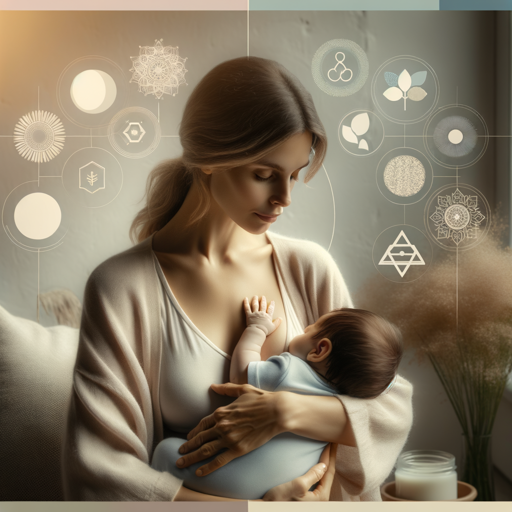Mother breastfeeding newborn baby, illustrating the breastfeeding benefits on maternal mental health, emotional wellbeing, and reduction of postpartum depression and anxiety, with subtle elements of mental health support for breastfeeding mothers in the background.