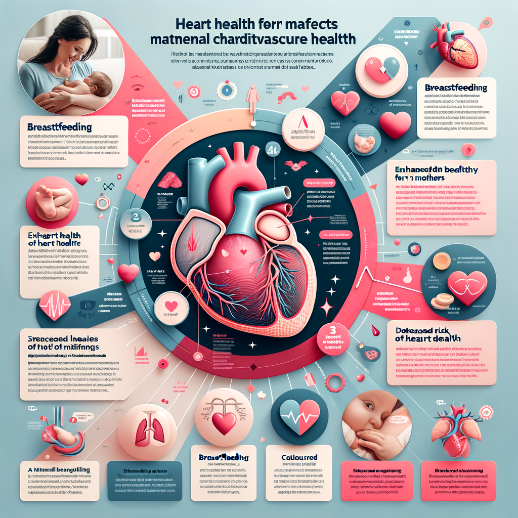 Infographic illustrating breastfeeding benefits for maternal cardiovascular health, highlighting the impact of breastfeeding on heart health in mothers and reduced risk of heart disease.